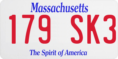 MA license plate 179SK3