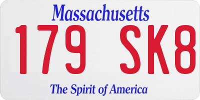 MA license plate 179SK8