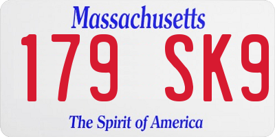 MA license plate 179SK9
