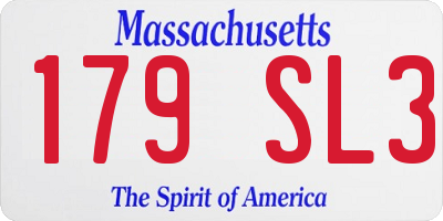 MA license plate 179SL3