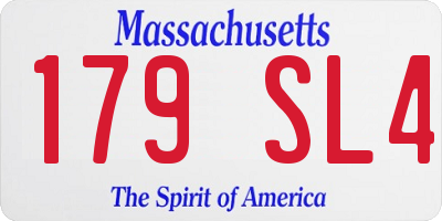MA license plate 179SL4