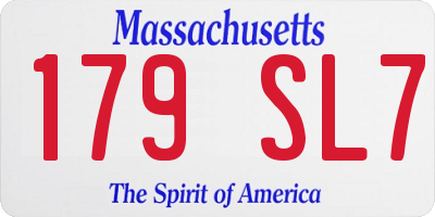 MA license plate 179SL7