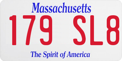 MA license plate 179SL8