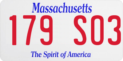MA license plate 179SO3
