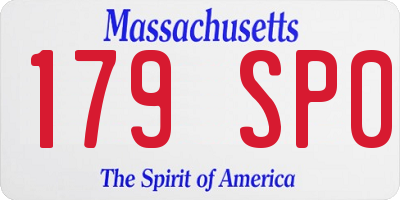 MA license plate 179SP0