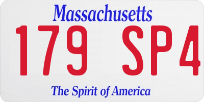MA license plate 179SP4