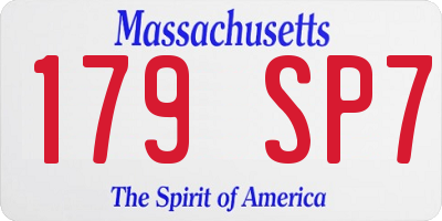 MA license plate 179SP7