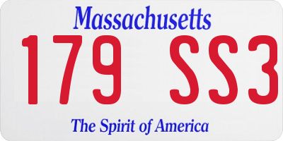 MA license plate 179SS3