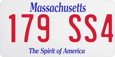 MA license plate 179SS4