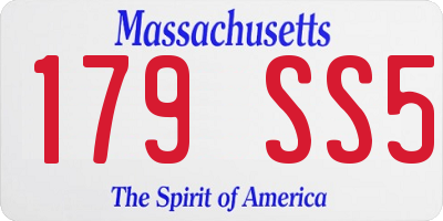 MA license plate 179SS5