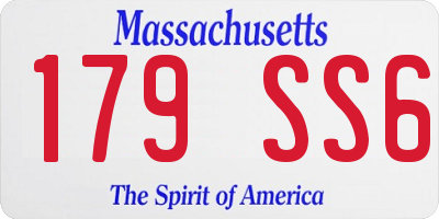 MA license plate 179SS6