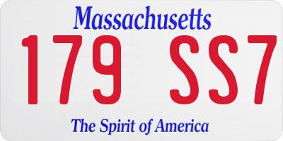 MA license plate 179SS7
