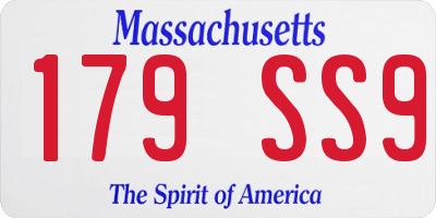 MA license plate 179SS9