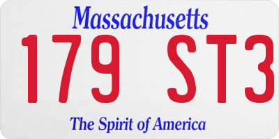 MA license plate 179ST3
