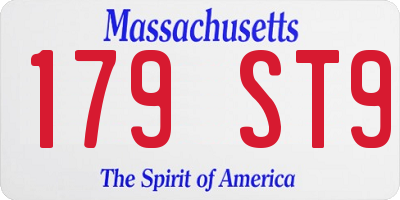 MA license plate 179ST9