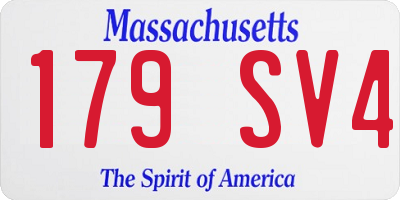 MA license plate 179SV4