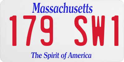 MA license plate 179SW1