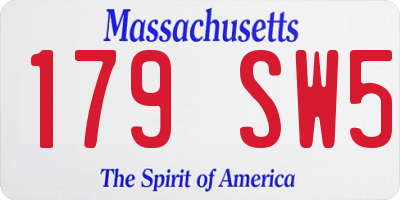 MA license plate 179SW5