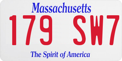 MA license plate 179SW7