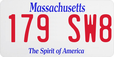 MA license plate 179SW8