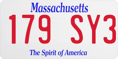 MA license plate 179SY3