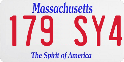 MA license plate 179SY4