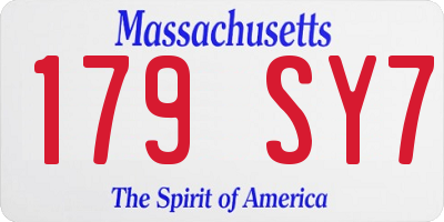 MA license plate 179SY7