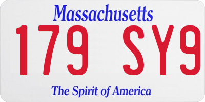 MA license plate 179SY9
