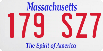MA license plate 179SZ7