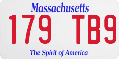 MA license plate 179TB9