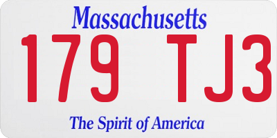MA license plate 179TJ3