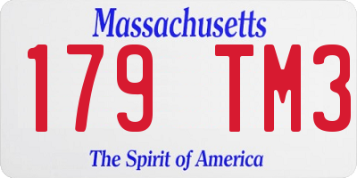 MA license plate 179TM3