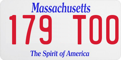 MA license plate 179TO0