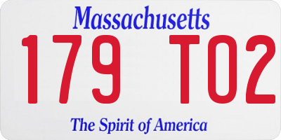 MA license plate 179TO2