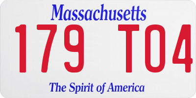 MA license plate 179TO4