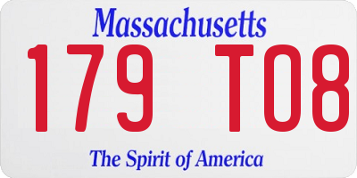 MA license plate 179TO8