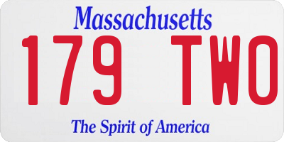 MA license plate 179TW0