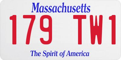 MA license plate 179TW1