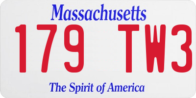 MA license plate 179TW3