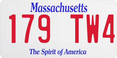 MA license plate 179TW4