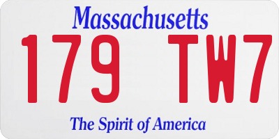 MA license plate 179TW7