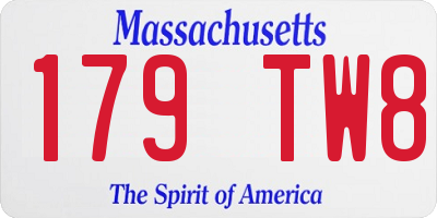 MA license plate 179TW8