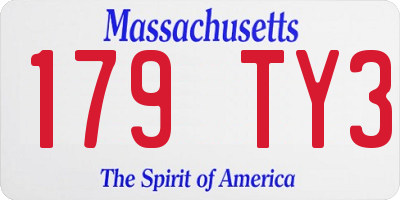 MA license plate 179TY3