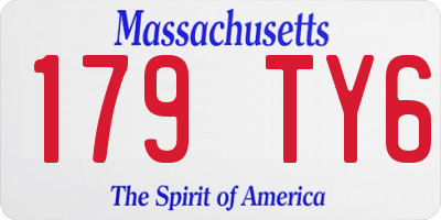 MA license plate 179TY6