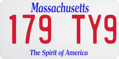 MA license plate 179TY9