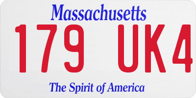 MA license plate 179UK4
