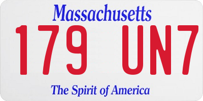MA license plate 179UN7
