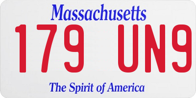 MA license plate 179UN9