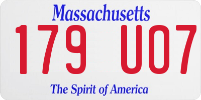 MA license plate 179UO7