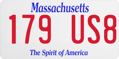 MA license plate 179US8